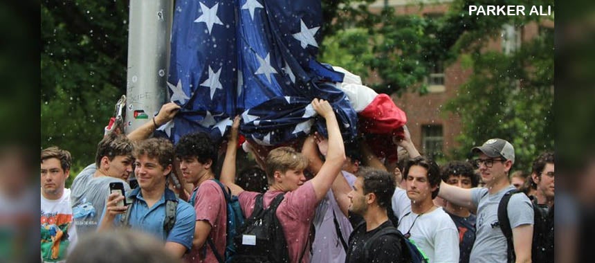 Fraternity Brothers Protect the Flag at UNC Chapel Hill