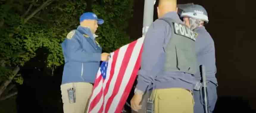 Video: NYPD Re-Hoists American Flag at Columbia
